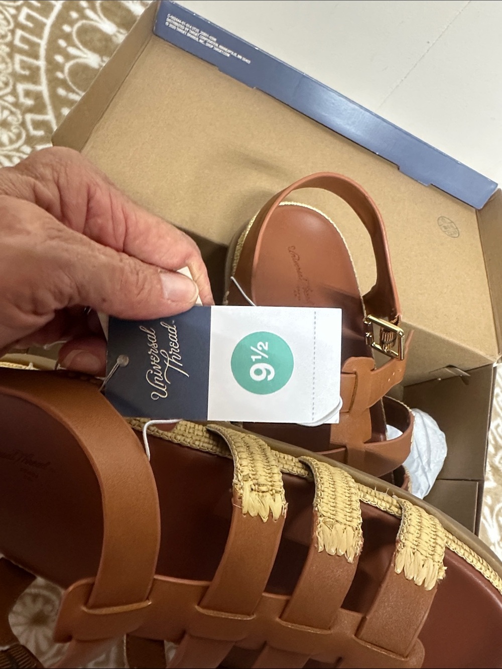 Universal Thread Maverick Tan Brown Gladiator Sandals with Gold Accent - Picture 7 of 9